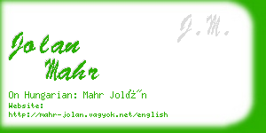 jolan mahr business card